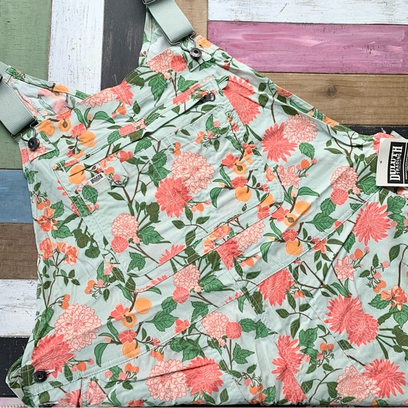 NWT 3X Duluth Heirloom Gardening Short
Overalls Mint Summer Dahlia Bibs Floral - Picture 6 of 9